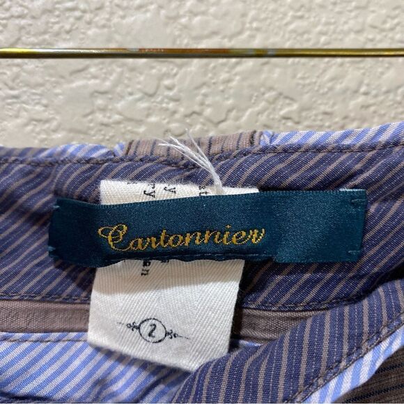ANTHROPOLOGIE Cartonnier Striped Trousers Blue Trim Size 2 - Picture 4 of 6